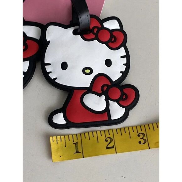 2 Piece HELLO KITTY SANRIO RUBBER SCHOOL ID BACKPACK LUGGAGE BAG TAGS SET New - Picture 6 of 13